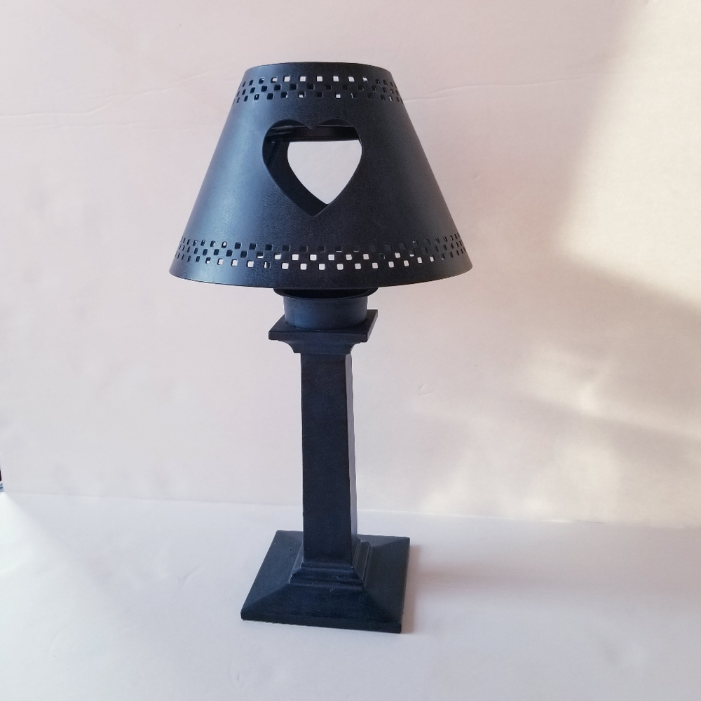 Blue Heart Candle Holder Stand w/ Shade